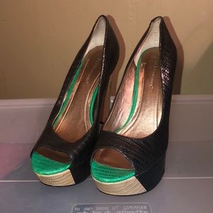 BCBGeneration Tri Colored platform heels